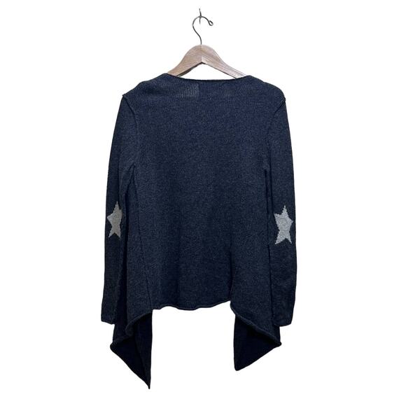 RENE VAN DER WIJCK Lambswool Blend Open Cardigan Sweater M Star Elbow Knit Gray - Picture 5 of 9